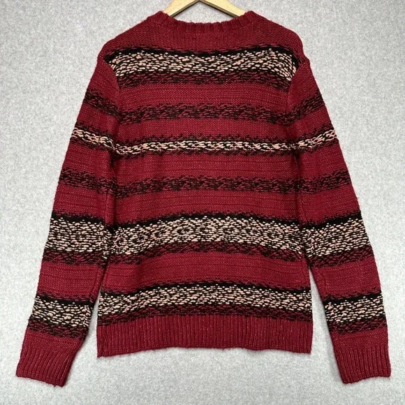 Lucky‎ Brand Fair Isle Jacquard Crew Neck Sweater Cabernet Combo Mens Size Large - Picture 6 of 12